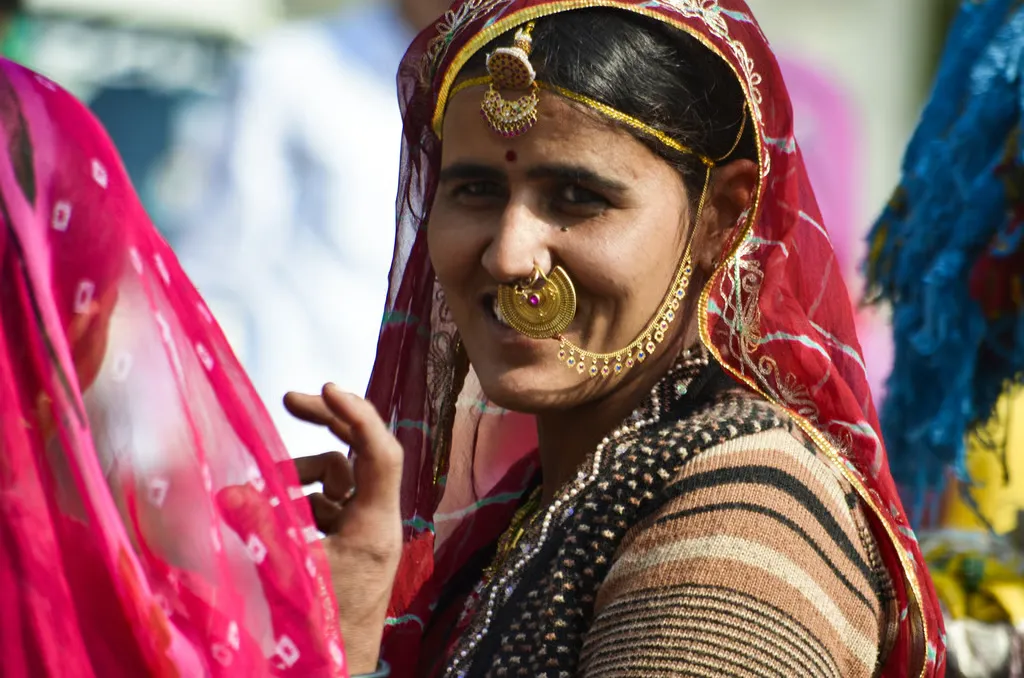 A Bishnoi woman in her traditional attire
